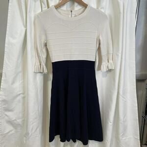 ted baker white and Navy blue colorblocked knit dress size 2
